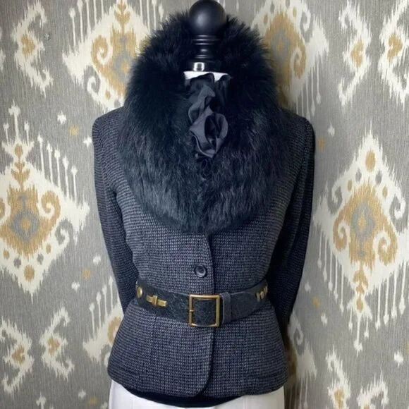 Ralph Lauren Collection Spring \'17 Italian Black Studded Distressed Leather Belt main image 14
